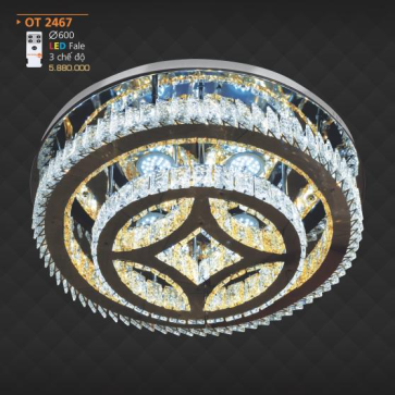 AD - OT 2467: Đèn áp trần LED - KT: Ø600mm - Đèn LED đổi 3 màu - Remote