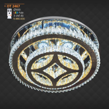 AD - OT 2467: Đèn áp trần LED - KT: Ø600mm - Đèn LED đổi 3 màu - Remote