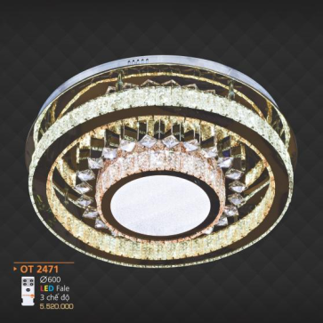 AD - OT 2471: Đèn áp trần LED - KT: Ø600mm - Đèn LED đổi 3 màu - Remote