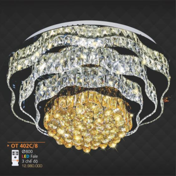 AD - OT 402/8: Đèn áp trần Phale LED - KT: Ø800mm - Đèn LED đổi 3 màu - Remote