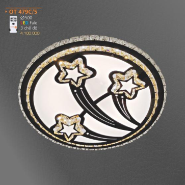 AD - OT 479C/5 : Đèn áp trần Phale LED - KT: Ø500mm - Đèn LED đổi 3 màu - Remote