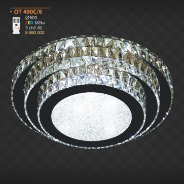 AD - OT 490C/6: Đèn áp trần LED - KT: Ø600mm - Đèn LED đổi 3 màu - Remote