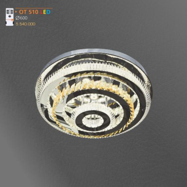 AD - OT 510: Đèn áp trần LED Thủy tinh /Phale - KT: Ø600mm - Đèn LED  - Remote