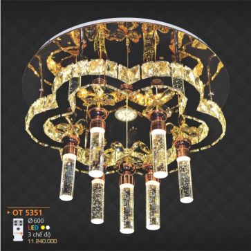 AD - OT 5351: Đèn áp trần LED - KT: Ø600mm - Đèn LED đổi 3 màu - Remote