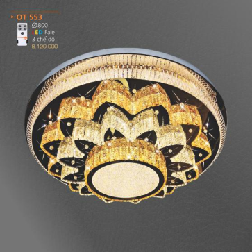 AD - OT 553: Đèn áp trần L:ED Phale - KT: Ø800mm - Đèn LED  đổi 3 màu - Remote