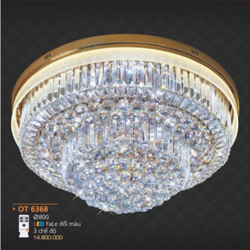 AD - OT 6368: Đèn áp trần Phale LED - KT: Ø800mm - Đèn LED đổi 3 màu - Remote