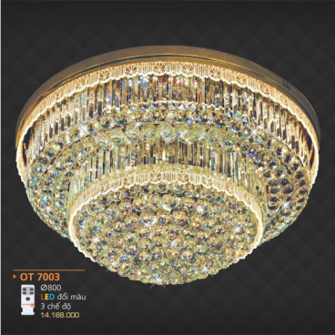 AD - OT 7003: Đèn áp trần Phale LED - KT: Ø800mm - Đèn LED đổi 3 màu - Remote