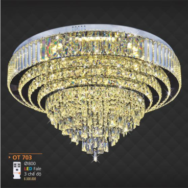 AD - OT 703: Đèn áp trần LED - KT: Ø800mm - Đèn LED đổi 3 màu - Remote