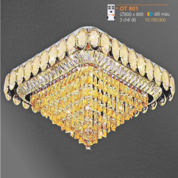 AD - OT  801:  Đèn áp trần LED - KT: 800mm x 800mm - Đèn LED đổi 3 màu - Remote
