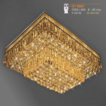 AD - OT 8067:  Đèn áp trần phale - KT: 800mm x 800mm - Đèn LED đổi 3 màu -  Remote