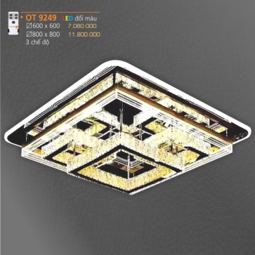 AD - OT 9249:  Đèn áp trần LED - KT: 800mm x 800mm - Đèn LED đổi 3 màu - Remote