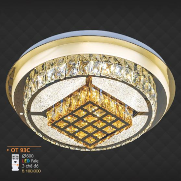AD - OT 93C: Đèn áp trần LED - KT: Ø600mm - Đèn LED đổi 3 màu - Remote