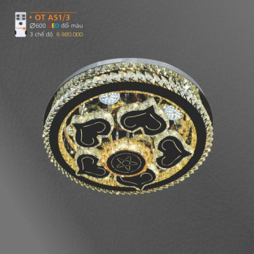 AD - OT A51/3: Đèn áp trần LED - KT: Ø600mm - Đèn LED đổi 3 màu - Remote