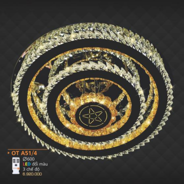 AD - OT  A51/4: Đèn áp trần LED - KT: Ø600mm - Đèn LED đổi 3 màu - Remote