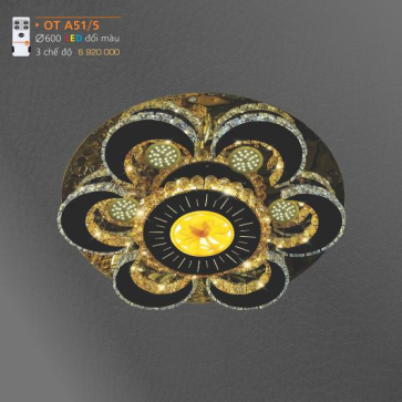 AD - OT A51/5 : Đèn áp trần LED - KT: Ø600mm - Đèn LED đổi 3 màu - Remote