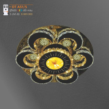 AD - OT A51/5 : Đèn áp trần LED - KT: Ø600mm - Đèn LED đổi 3 màu - Remote
