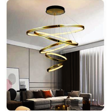 VE - TL - 7073/5: Đèn thả 5 vòng LED - KT: Ø(300+400+600+800+1000)mm x H1200mm  - Đèn LED đổi 3 màu - Remote