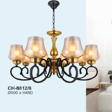 AN - CH - 8812/8:  Đèn chùm 8 tay - KT: Ø800mm x H450mm - Bóng đèn chân E27 x 8 bóng