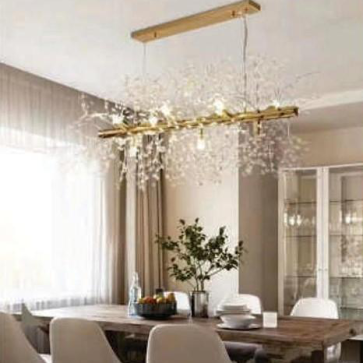 AN - ĐT - 1902/700-GD: Đèn thả ngang, thân xi vàng -  KT: L700mm x W400mm - Đèn LED G9 x 9 bóng