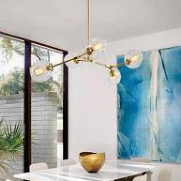 AU - ĐT 2705/5GD: Chùm 5 bóng ( thân đen chao khói/thân vàng chao trà), KT: W700mm