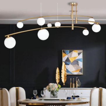 AN - ĐT - H1954/9: Đèn thả LED chao quả bi - KT: L1380mm x H600mm - Đèn LED G9 x 6 bóng + E27 x 3 bóng