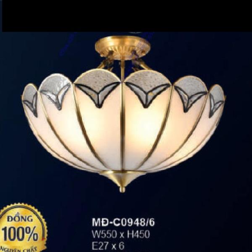 AU - MĐ - C0948/6: Đèn thả đồng - KT: W550mm*H450mm - Đèn chân E27*6 bóng ( tính riêng)