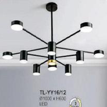 AU - TL  -YY 16/12:  Đèn chùm LED 12 bóng đổi 3 màu , KT: Ø1000mm*H600mm