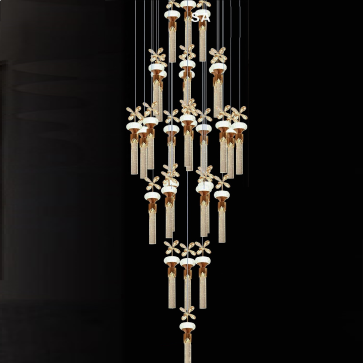 TPL 7454/28: Đèn thả dây thanh thủy tinh LED - KT: Ø600mm x H3000mm - Đèn LED ánh sáng vàng