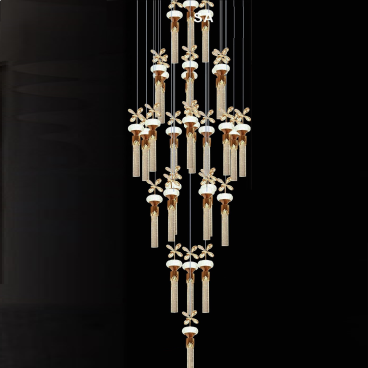 TPL 7454/28: Đèn thả dây thanh thủy tinh LED - KT: Ø600mm x H3000mm - Đèn LED ánh sáng vàng