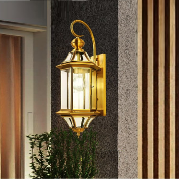 SN - VĐ 2065: Đèn gắn tường ngoài trời đồng - KT: Ø180mm x H480mm - Bóng đèn E14 x 1 bóng