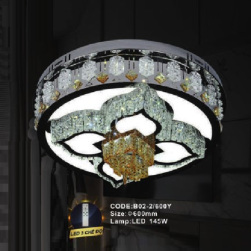 CODE: B02-2/600Y: Đèn áp trần LED - KT: Ø600mm - Đèn LED 145W, ánh sáng đổi 3 màu