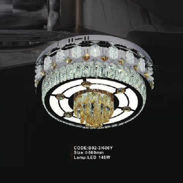 CODE: B02-3/600Y: Đèn áp trần LED - KT: Ø600mm - Đèn LED 145W, ánh sáng đổi 3 màu