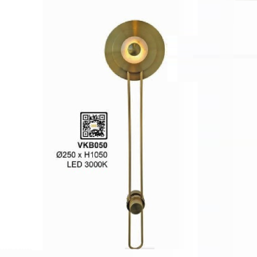 35 - VKB050: Đèn gắn tường LED - KT: Ø250mm x H1050mm  - Đèn LED ánh sáng vàng 3000K