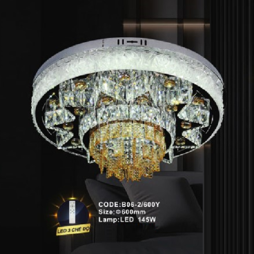CODE: B06-2/600Y: Đèn áp trần LED - KT: Ø600mm - Đèn LED 145W, ánh sáng đổi 3 màu