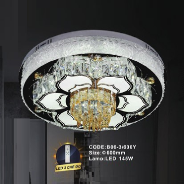 CODE: B06-3/600Y: Đèn áp trần LED - KT: Ø600mm - Đèn LED 145W, ánh sáng đổi 3 màu