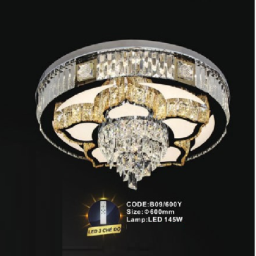 CODE: B09/600Y: Đèn áp trần LED - KT: Ø600mm - Đèn LED 145W, ánh sáng đổi 3 màu