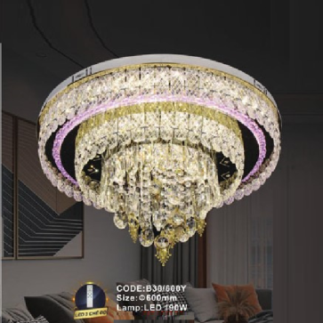 CODE: B30/600Y: Đèn áp trần LED - KT: Ø600mm - Đèn LED 190W, ánh sáng đổi 3 màu