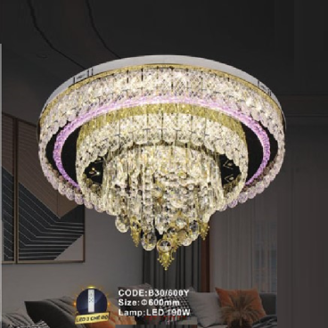 CODE: B30/600Y: Đèn áp trần LED - KT: Ø600mm - Đèn LED 190W, ánh sáng đổi 3 màu