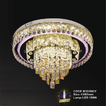 CODE: B33/600Y: Đèn áp trần LED - KT: Ø600mm - Đèn LED 190W, ánh sáng đổi 3 màu