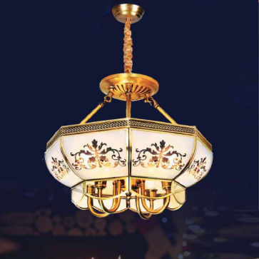 BT 675: Đèn thả đồng - KT: Ø450mm x H450mm  - Đèn chân E14 x 4 bóng