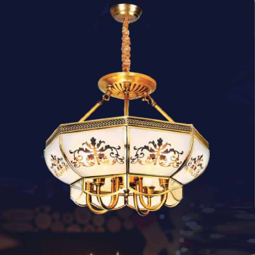 BT 675: Đèn thả đồng - KT: Ø450mm x H450mm  - Đèn chân E14 x 4 bóng