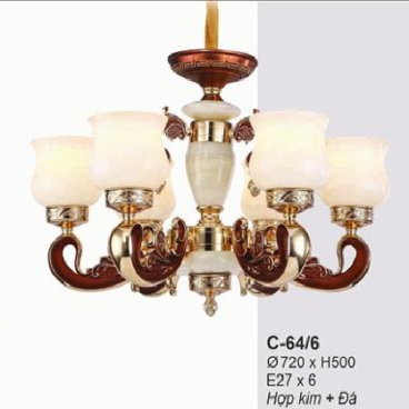 EU - C - 64/6: Đèn chùm 6 tay -  KT: Ø720mm x H500mm - Bóng đèn E27 x 6 bóng