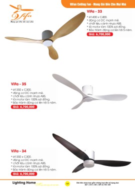 Catalogue Đèn Quạt Trần VIFA