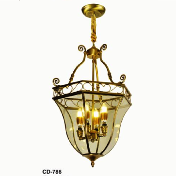 EU - CD - 786: Đèn thả đồng - KT: 400mm x H650mm - Đèn chân E14 x 4 bóng