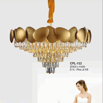 EU -  CFL - 132: Đèn thả phale K9 - KT: Ø800mm x H400mm - Đèn chân E14