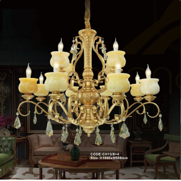 CODE: CH13/8+4: Đèn chùm 12 tay, chao đá - KT: Ø1000mm x H900mm - Bóng đèn E14 x 12 bóng