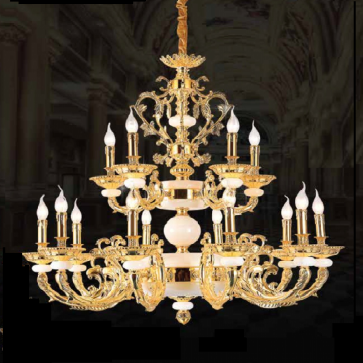 CNQT - 135 - 21: Đèn chùm nến 15 tay - KT: Ø900mm x H900mm - Đèn nến chân E14 x 15 bóng