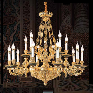 CNQT - 138 - 21: Đèn chùm nến 15 tay - KT: Ø950mm x H900mm - Bóng đèn nến chân E14 x 15 bóng