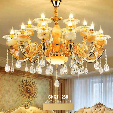 LH - CNQT - 238: Đèn chùm nến 18 tay - KT :Ø1000mm x H650mm - Đèn chân E14 x 18 bóng