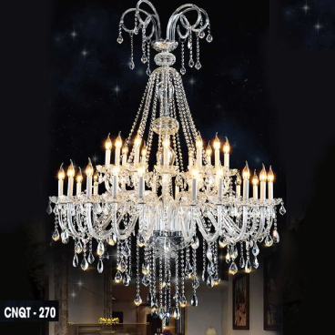 CNQT - 270: Đèn chùm nến phale K9 35 tay - KT:  Ø1300mm x H1900mm - Bóng đèn E14 x 35 bóng